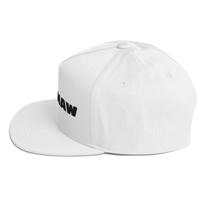 'Saginaw' Flat Bill Snapback | White/Black Embroidery