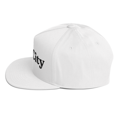 'Bay City' Flat Bill Snapback | Black/White Embroidery