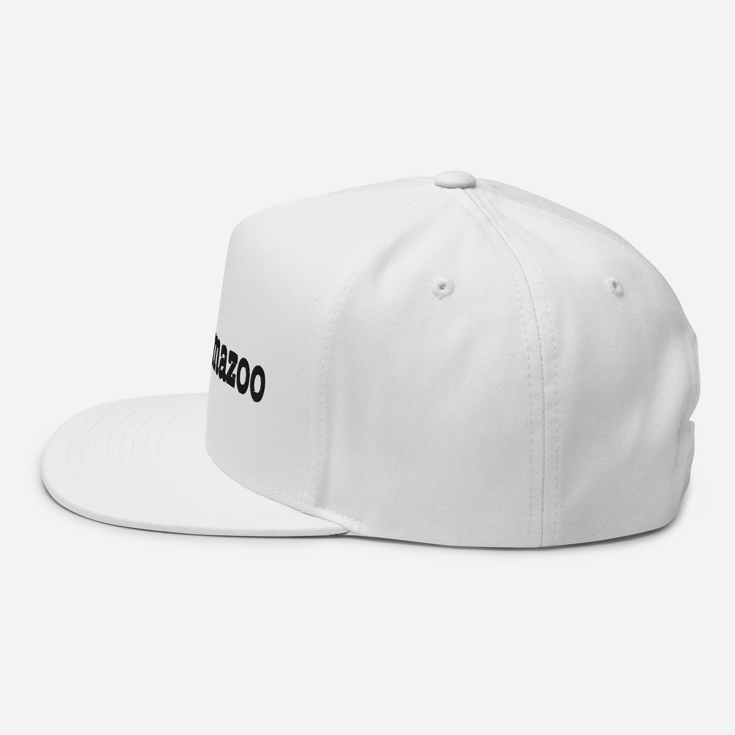 'Kalamazoo' Flat Bill Snapback | White/Black Embroidery