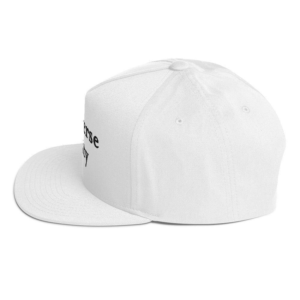 'Traverse City' Flat Bill Snapback | White/Black Embroidery