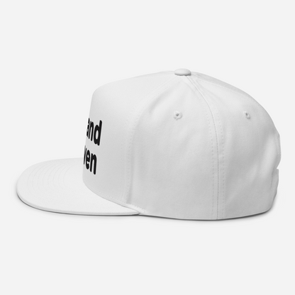 'Grand Haven' Flat Bill Snapback | White/Black Embroidery