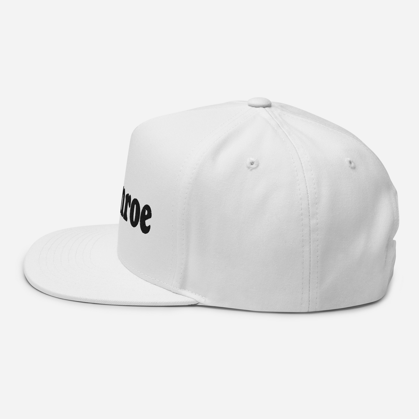 'Monroe' Flat Bill Snapback | White/Black Embroidery