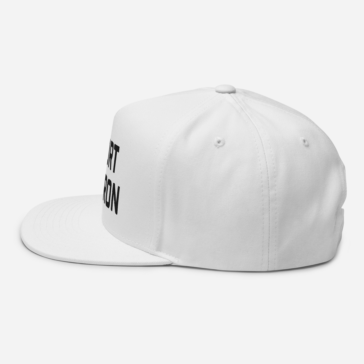 'Port Huron' Flat Bill Snapback | White/Black Embroidery