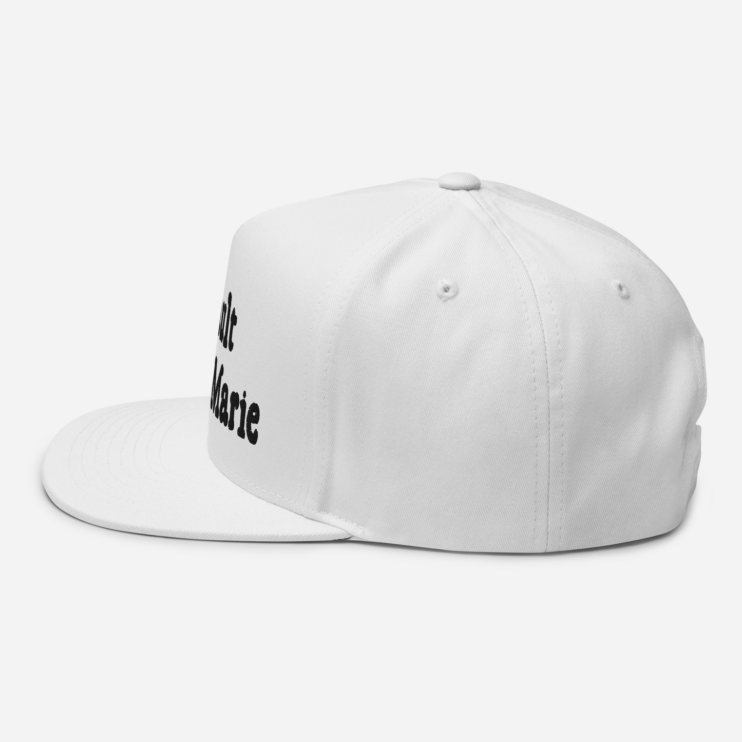 'Sault Ste. Marie' Flat Bill Snapback | White/Black Embroidery