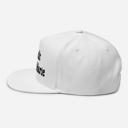 'Sault Ste. Marie' Flat Bill Snapback | White/Black Embroidery