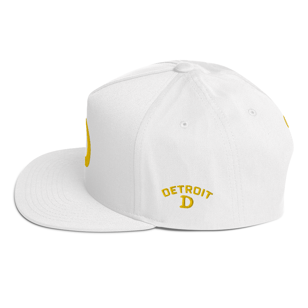 Detroit 'Old French D' Flat Bill Snapback (w/ Side Design) | Gold Embroidery