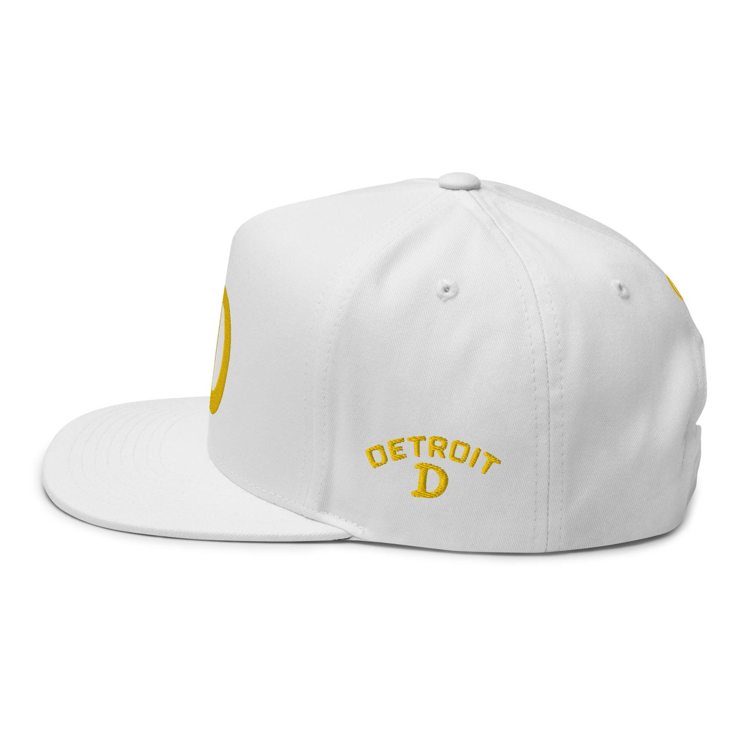 Detroit 'Old French D' Flat Bill Snapback (w/ Side Design) | Gold Embroidery