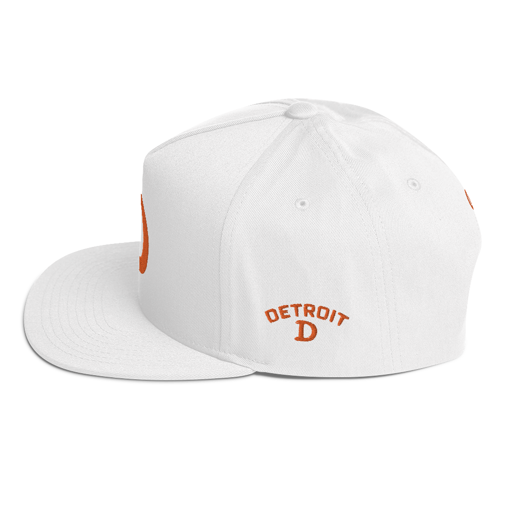 Detroit 'Old French D' Flat Bill Snapback (w/ Side Design) | Orange Embroidery