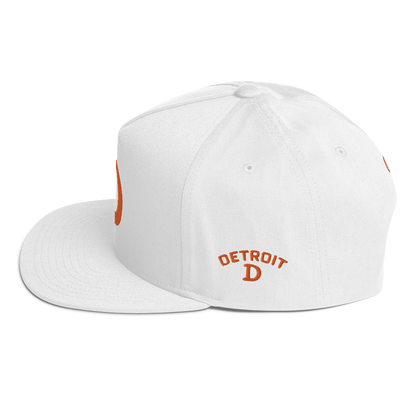 Detroit 'Old French D' Flat Bill Snapback (w/ Side Design) | Orange Embroidery