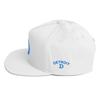 Detroit 'Old French D' Flat Bill Snapback (w/ Side Design) | Azure Embroidery