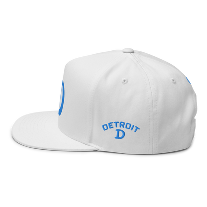 Detroit 'Old French D' Flat Bill Snapback (w/ Side Design) | Azure Embroidery