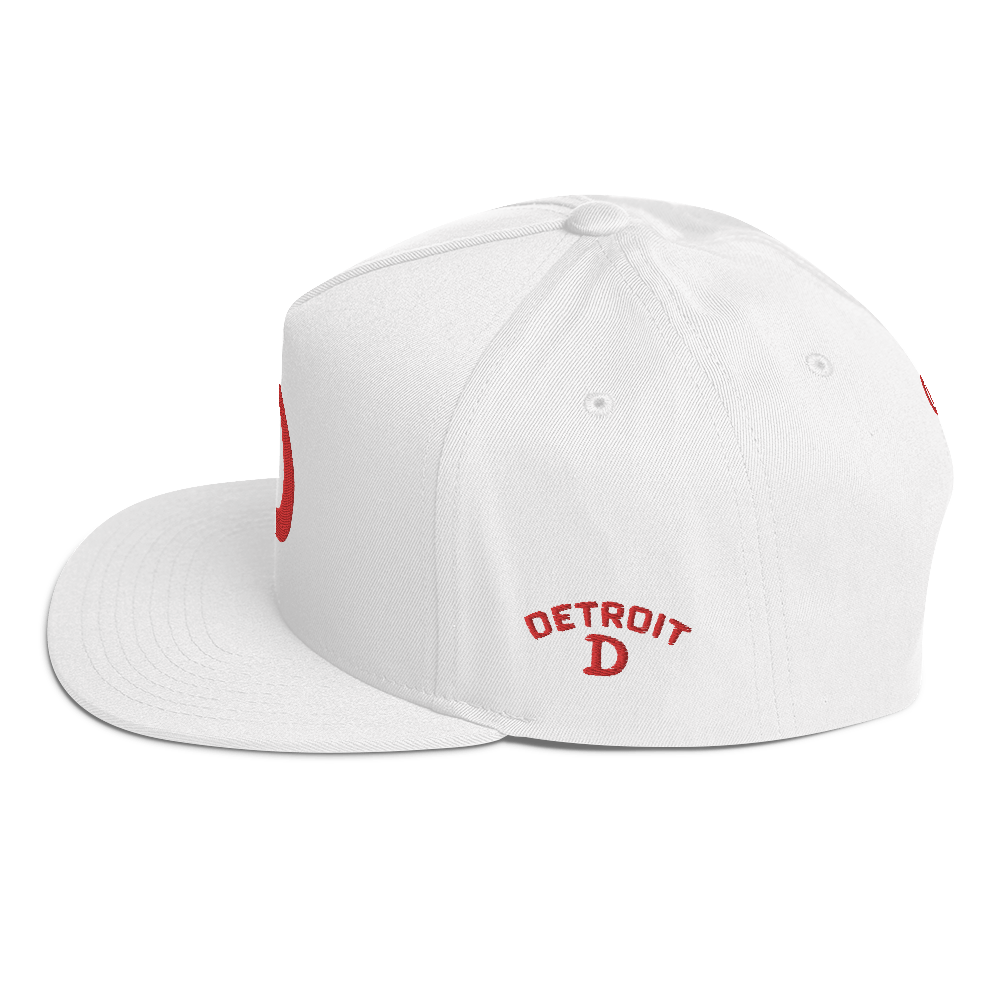 Detroit 'Old French D' Flat Bill Snapback (w/ Side Design) | Red Embroidery