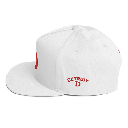 Detroit 'Old French D' Flat Bill Snapback (w/ Side Design) | Red Embroidery