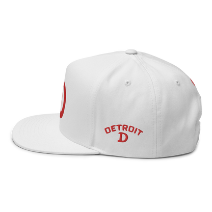 Detroit 'Old French D' Flat Bill Snapback (w/ Side Design) | Red Embroidery