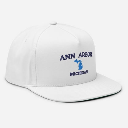 'Ann Arbor Michigan' Flat Bill Snapback Cap (w/ Michigan Outline)