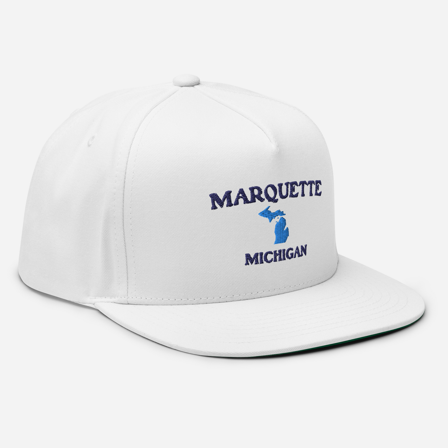 'Marquette Michigan' Flat Bill Snapback (w/ Michigan Outline)