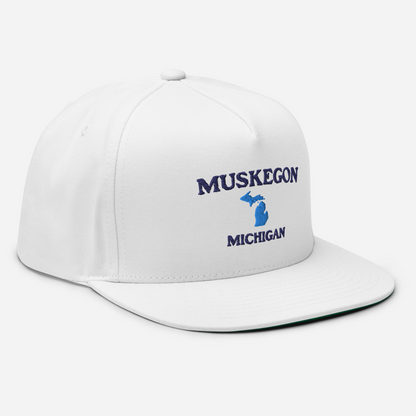 'Muskegon Michigan' Flat Bill Snapback (w/ Michigan Outline)