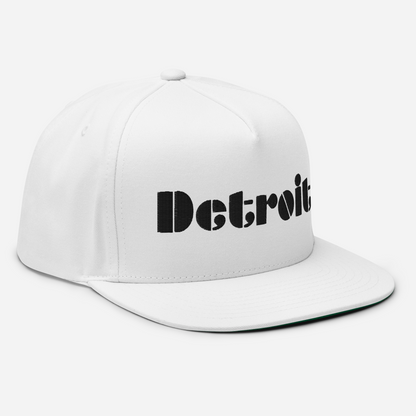 'Detroit' Flat Bill Snapback | White/Black Embridery