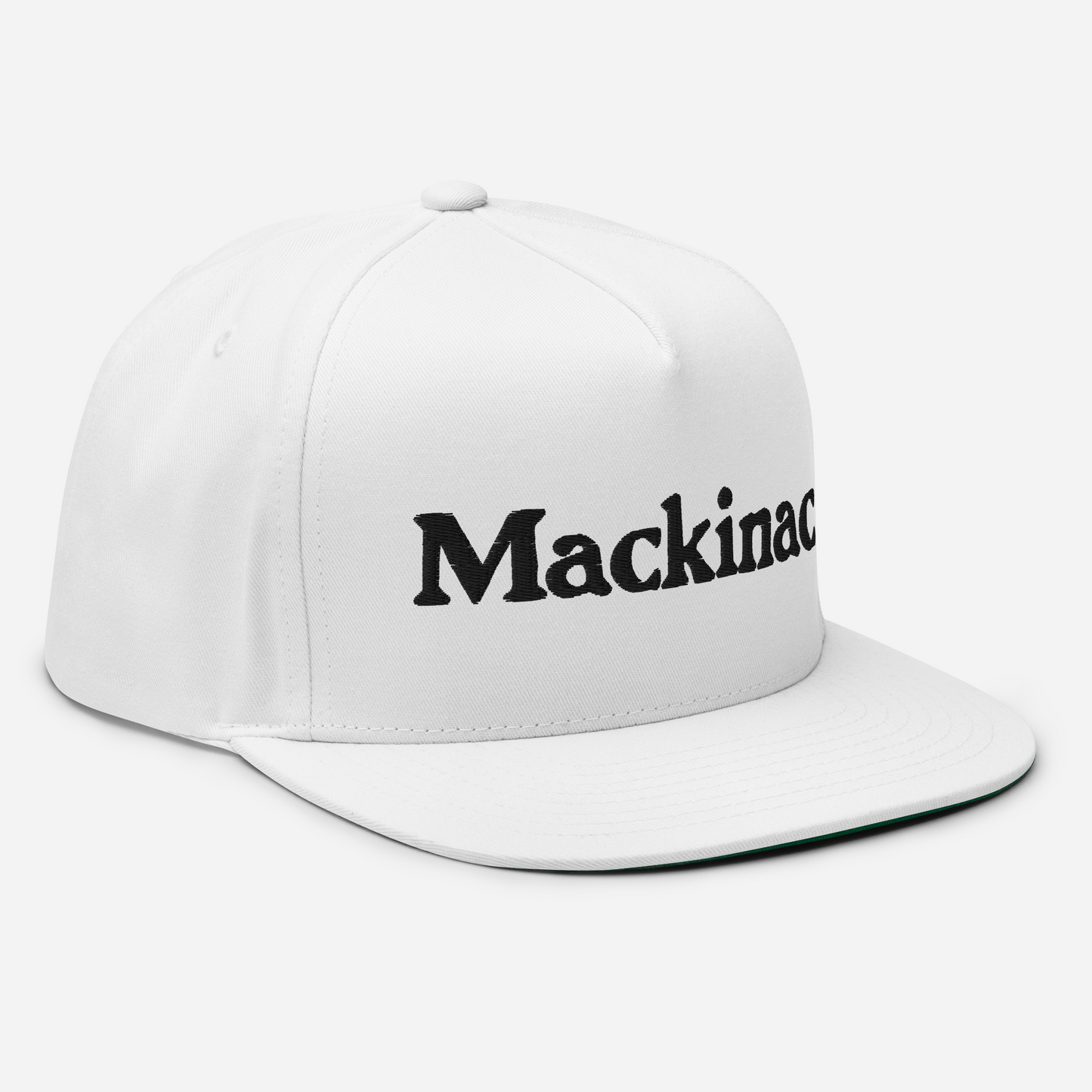 'Mackinac' Flat Bill Cap | White/Black Embroidery