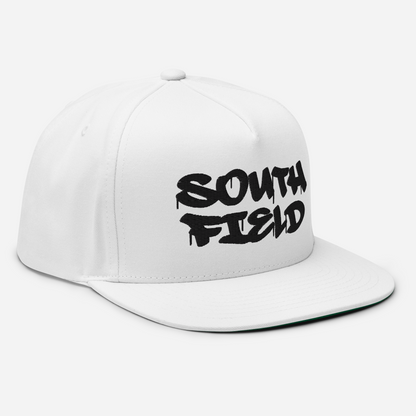 'Southfield' Flat Bill Snapback | White/Black Embroidery