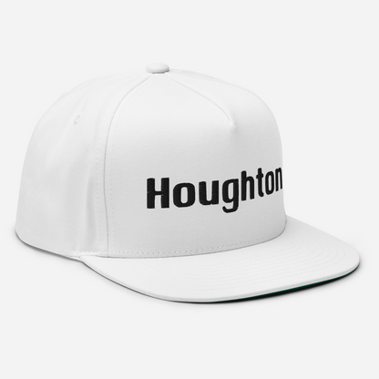 'Houghton' Flat Bill Snapback | White/Black Embroidery