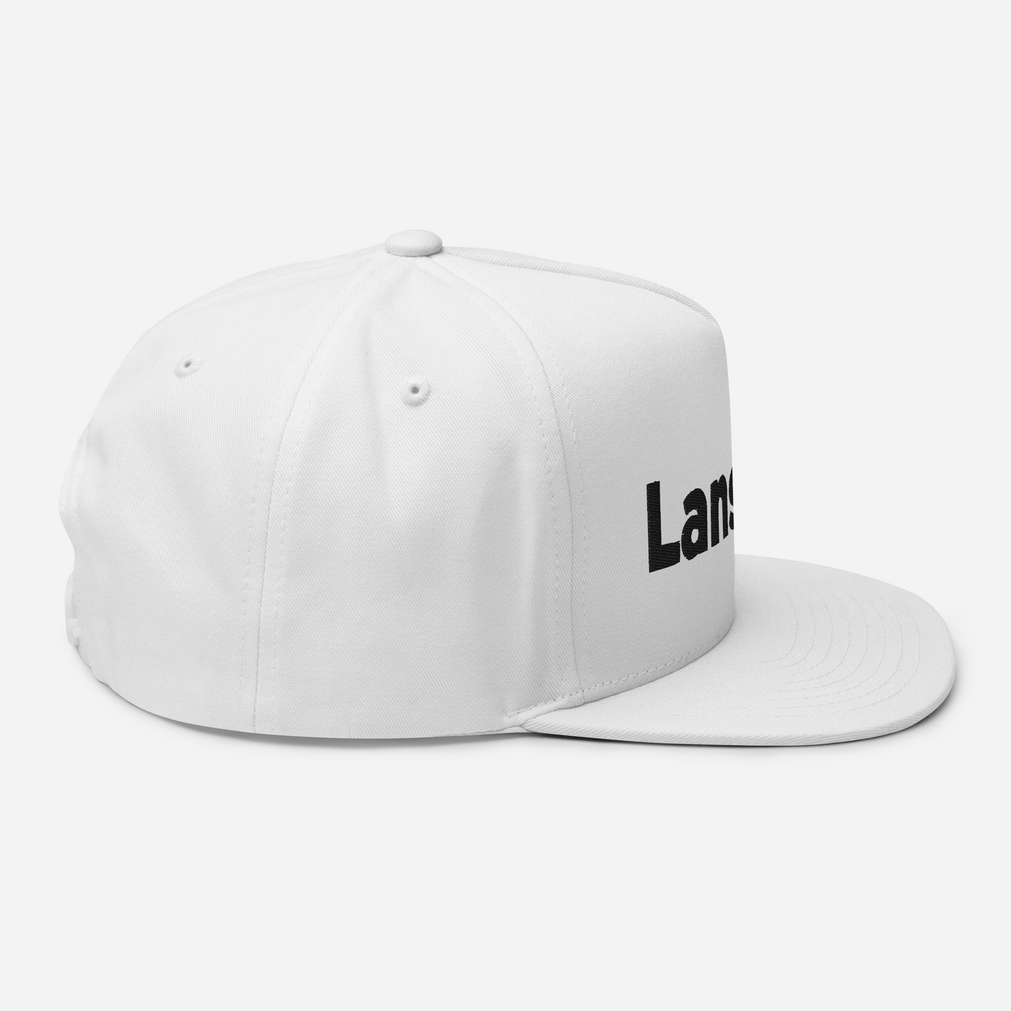 'Lansing' Flat Bill Snapback | White/Black Embroidery