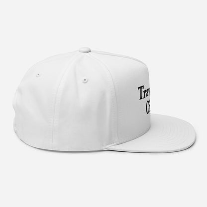 'Traverse City' Flat Bill Snapback | White/Black Embroidery