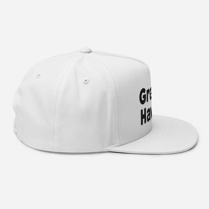 'Grand Haven' Flat Bill Snapback | White/Black Embroidery