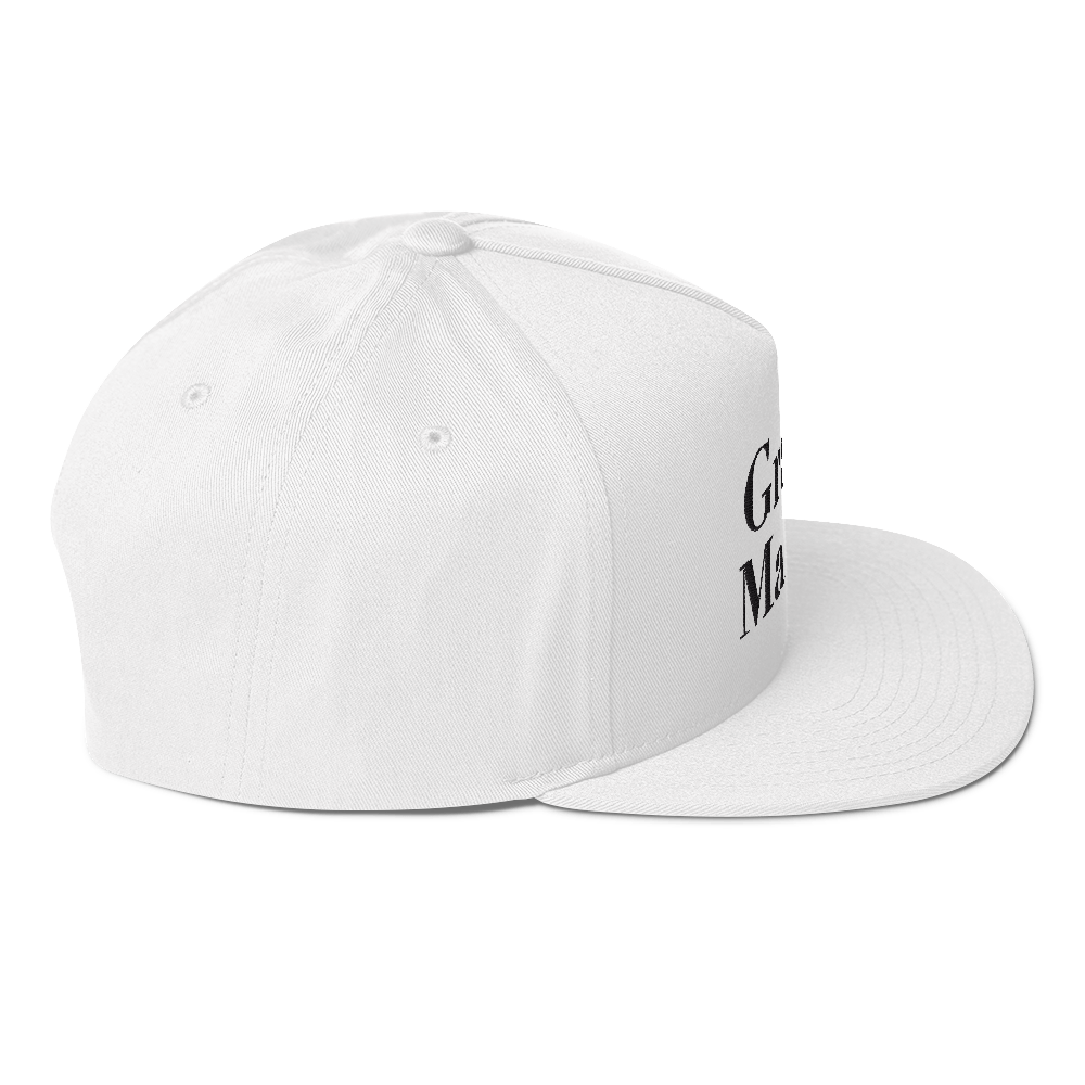 'Grand Marais' Flat Bill Snapback | White/Black Embroidery