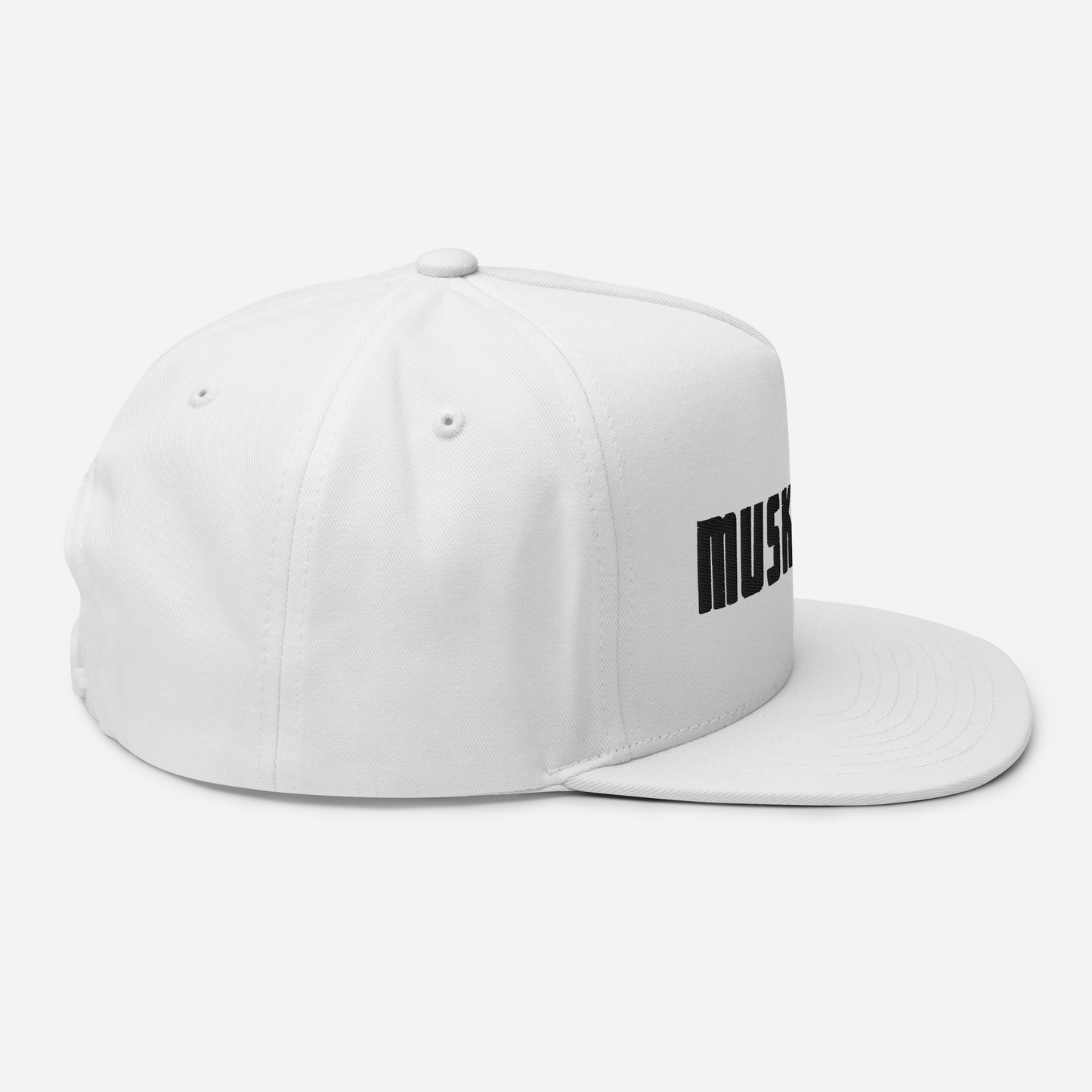 'Muskegon' Flat Bill Snapback | White/Black Embroidery