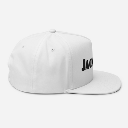 'Jackson' Flat Bill Snapback | White/Black Embroidery