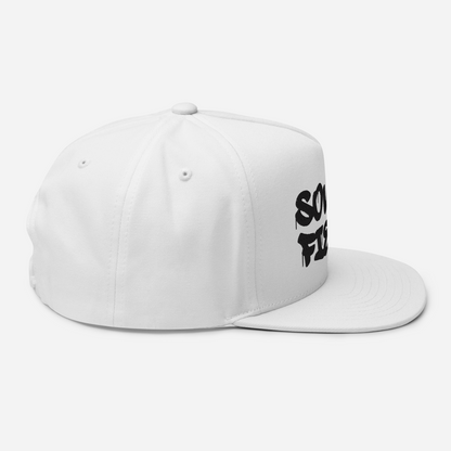 'Southfield' Flat Bill Snapback | White/Black Embroidery