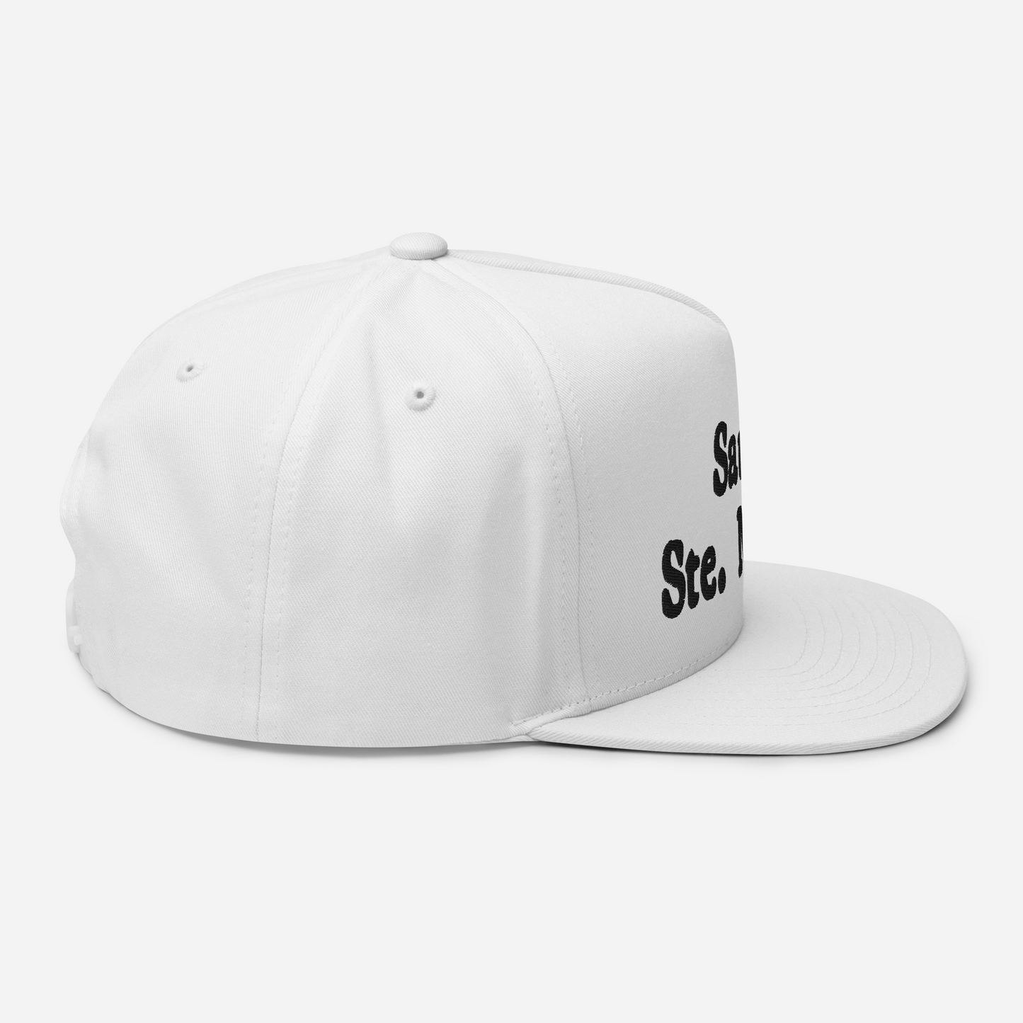 'Sault Ste. Marie' Flat Bill Snapback | White/Black Embroidery