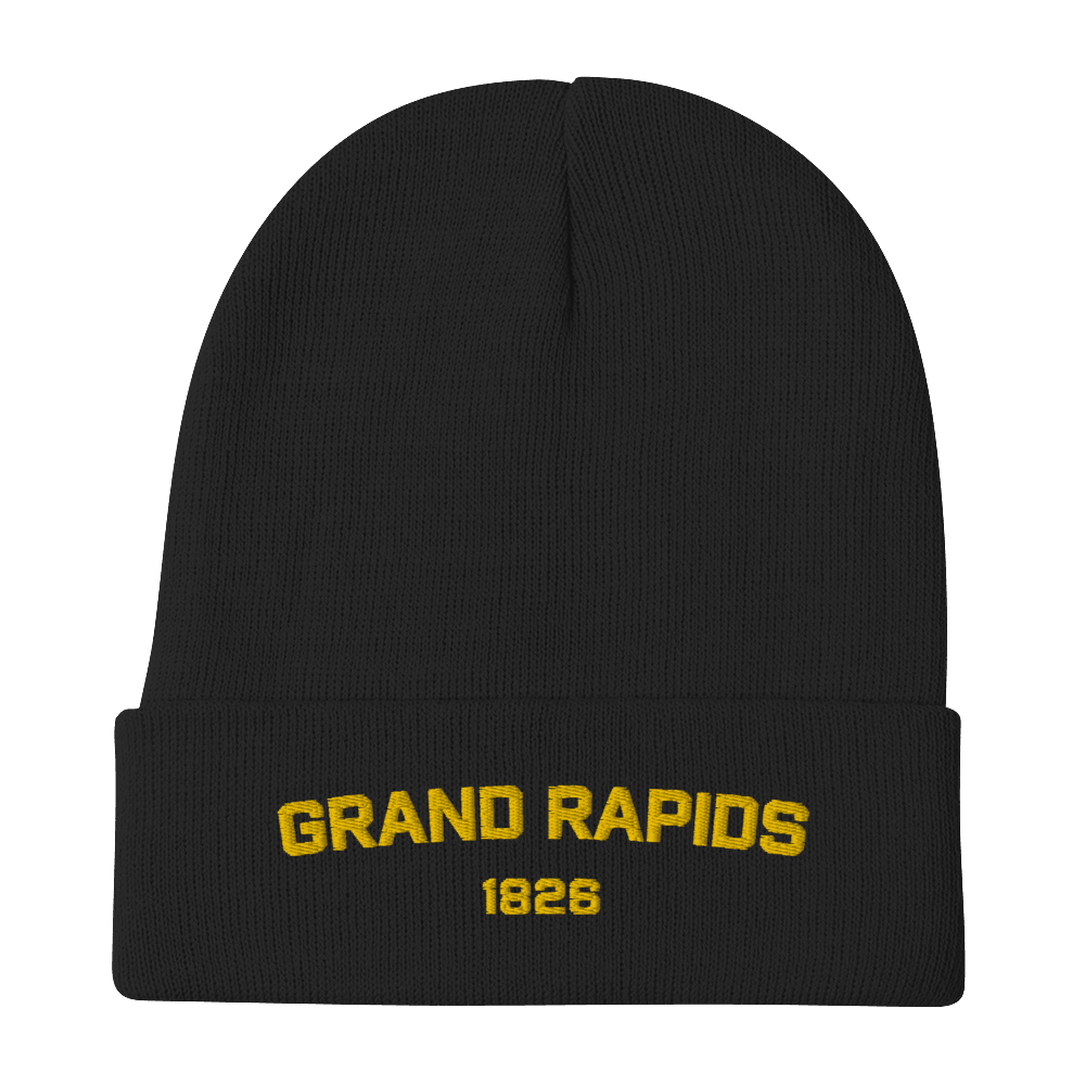 'Grand Rapids 1826' Winter Beanie | Gold Embroidery - Circumspice Michigan