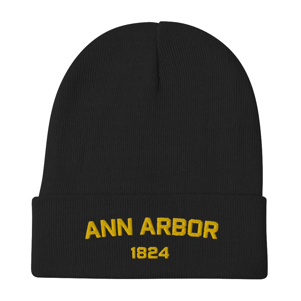 'Ann Arbor 1824' Winter Beanie | Gold Embroidery - Circumspice Michigan