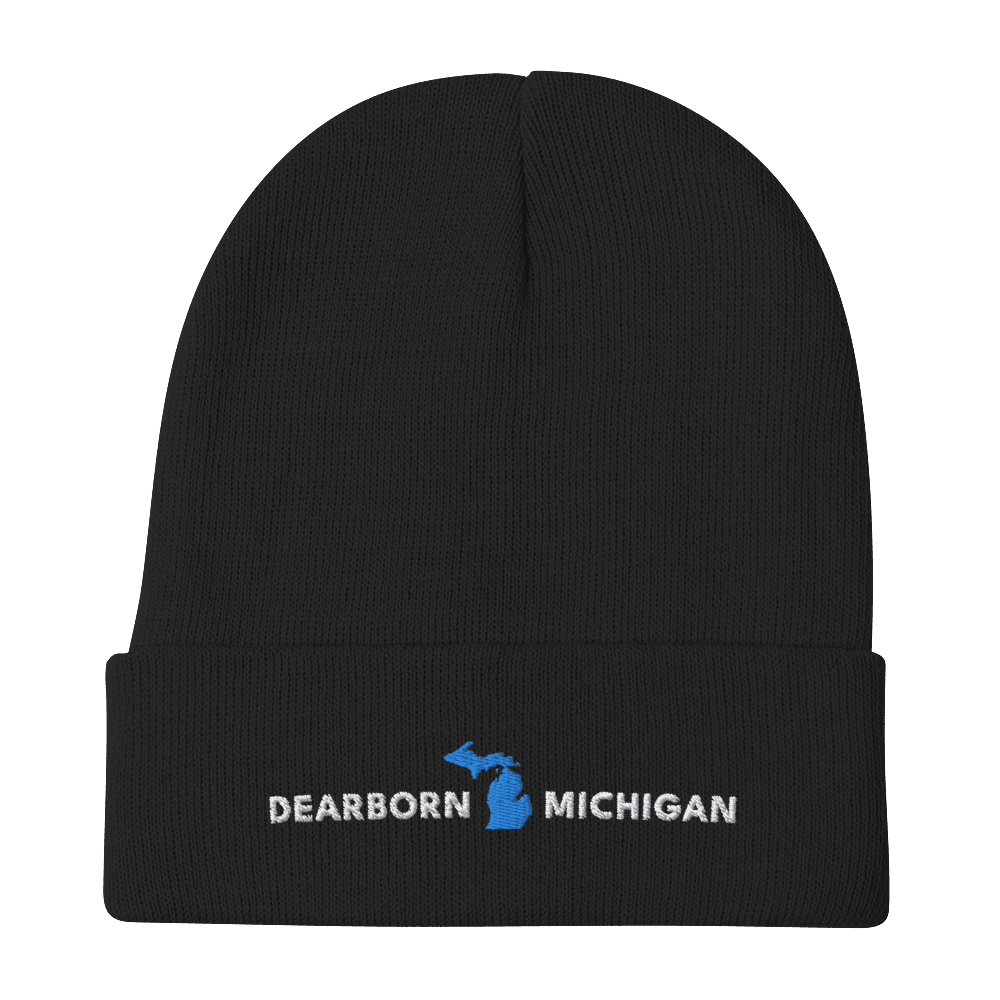 'Dearborn Michigan' Winter Beanie (w/Michigan Outline) - Circumspice Michigan