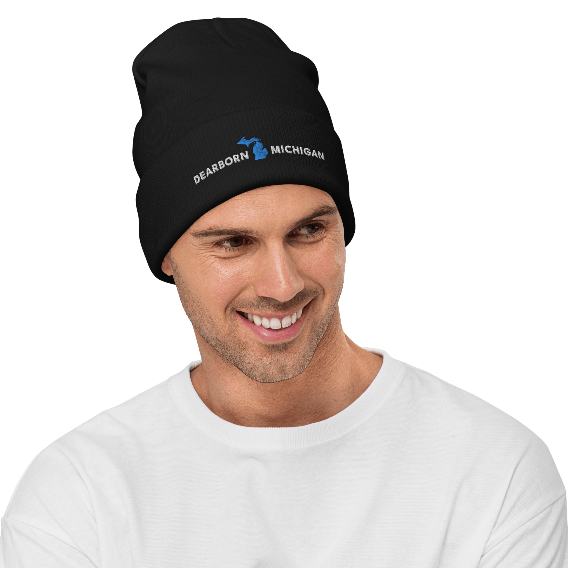 'Dearborn Michigan' Winter Beanie (w/Michigan Outline) - Circumspice Michigan