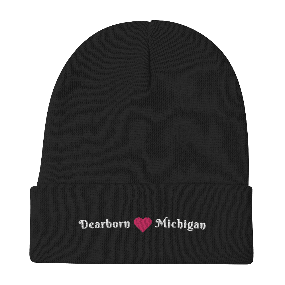 'Dearborn Michigan' Winter Beanie (w/Heart Outline) - Circumspice Michigan