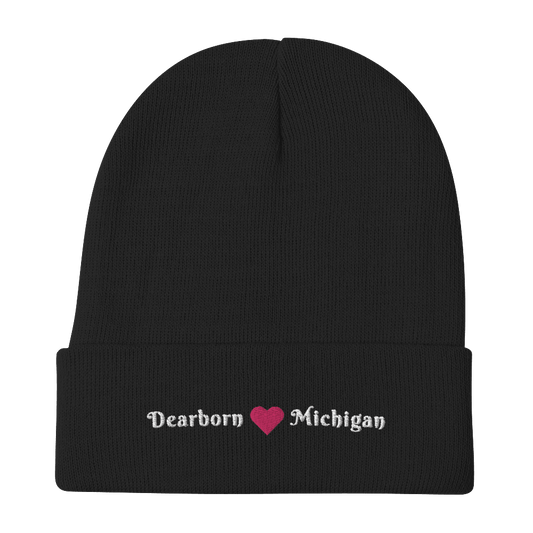 'Dearborn Michigan' Winter Beanie (w/Heart Outline) - Circumspice Michigan