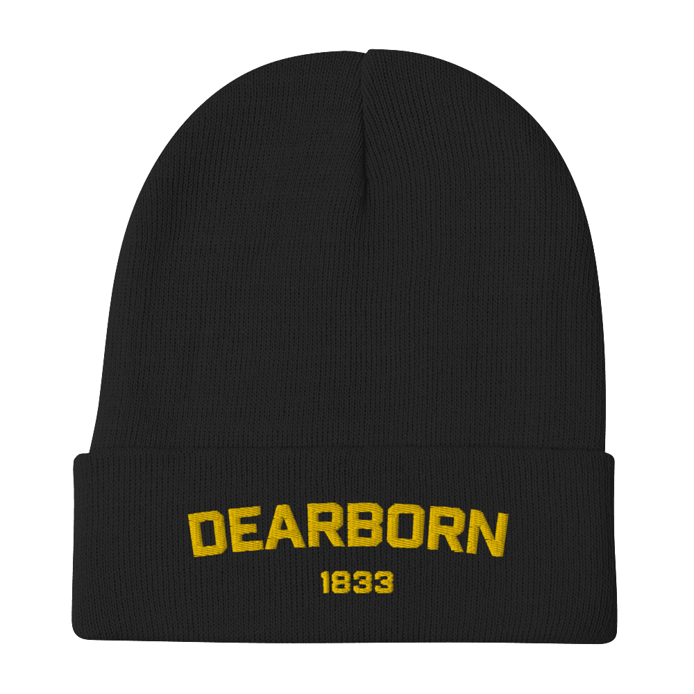 'Dearborn 1833' Winter Beanie | Gold Embroidery - Circumspice Michigan