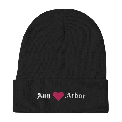 'Ann Arbor' Winter Beanie (w/ Heart Outline) - Circumspice Michigan