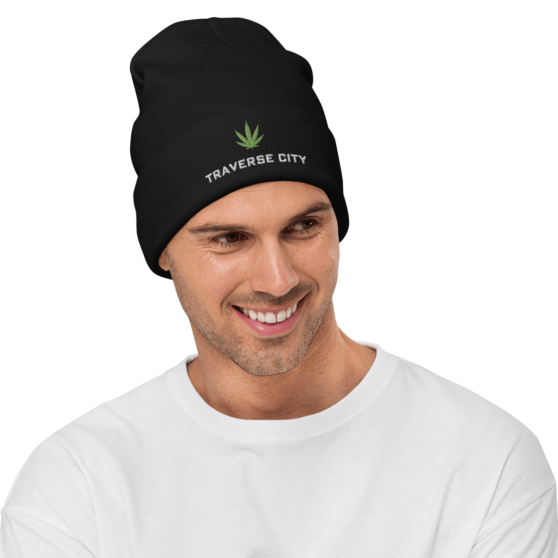 'Traverse City' Winter Beanie (w/Cannabis Leaf) - Circumspice Michigan