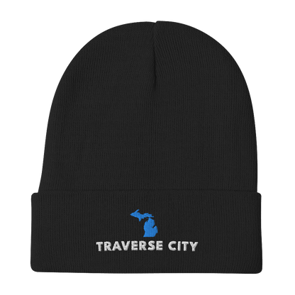 'Traverse City' Winter Beanie (w/ Michigan Outline) - Circumspice Michigan