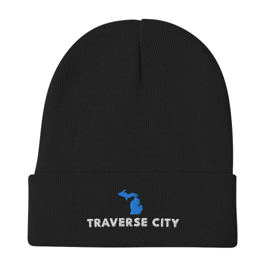 'Traverse City' Winter Beanie (w/ Michigan Outline) - Circumspice Michigan