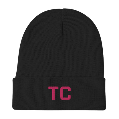 Traverse City 'TC' Winter Beanie (Athletic Font) | Pink Embroidery - Circumspice Michigan