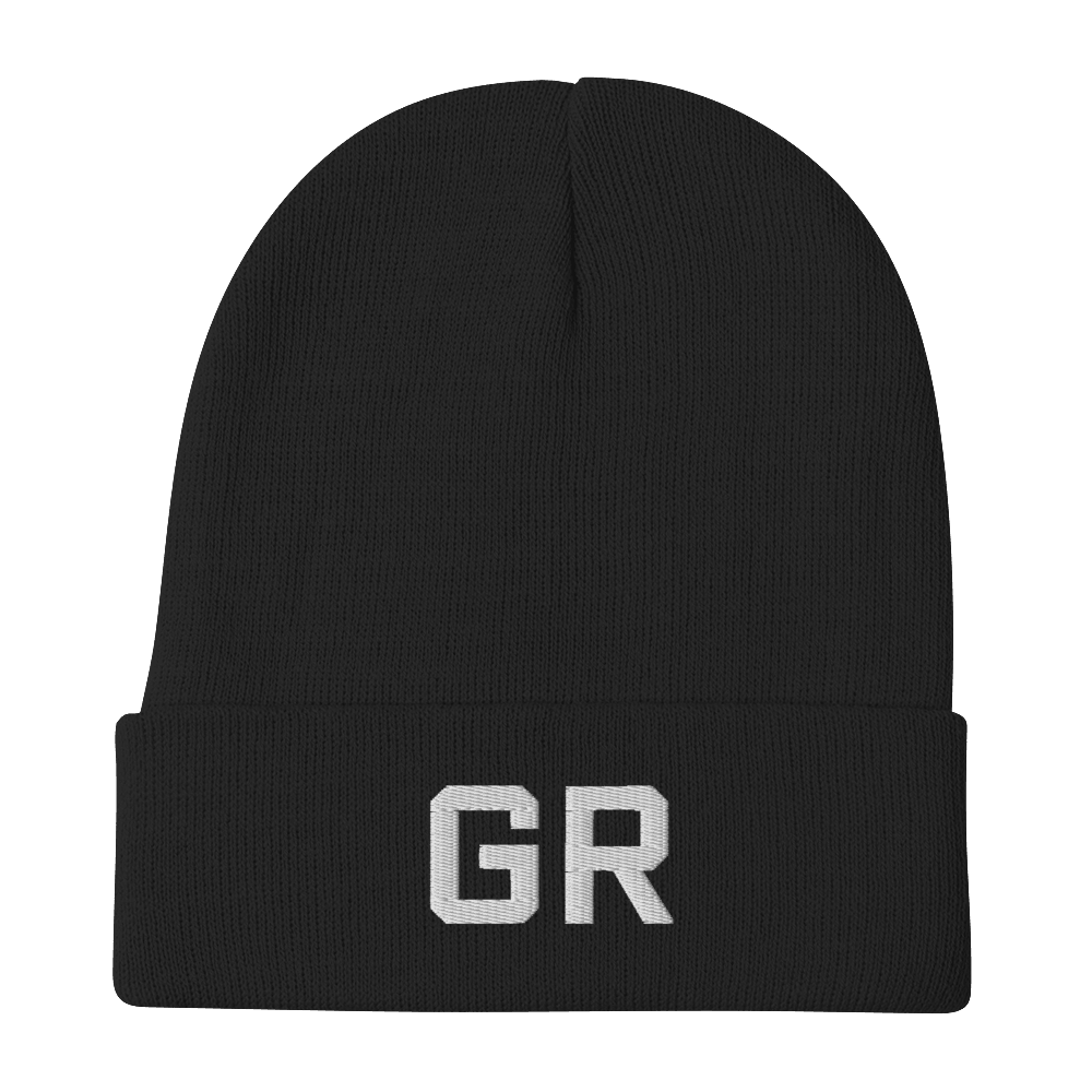 Grand Rapids 'GR' Winter Beanie (Athletic Font) | White Embroidery - Circumspice Michigan