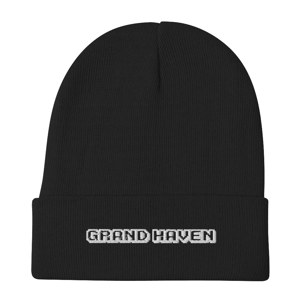 'Grand Haven' Winter Beanie (Arcade Font) - Circumspice Michigan