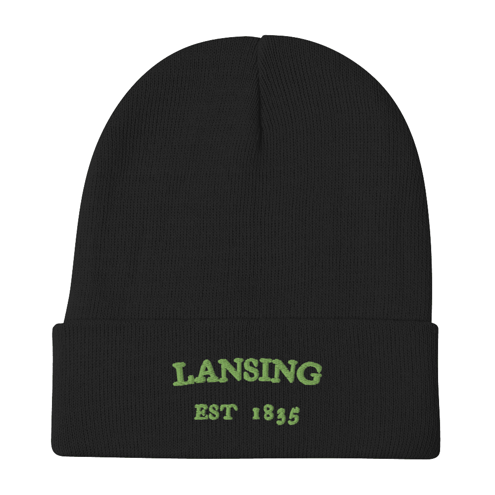 'Lansing EST 1835' Winter Beanie | Green Embroidery - Circumspice Michigan