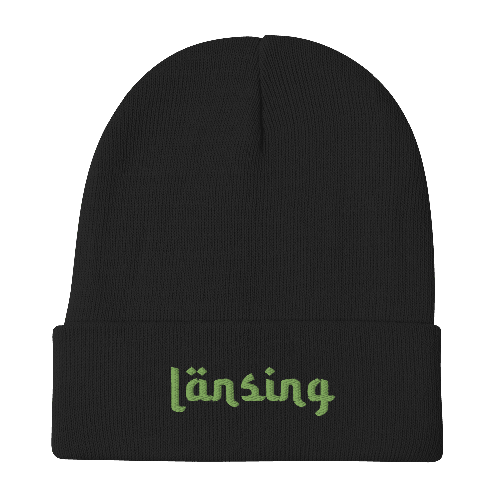 'Lansing' Winter Beanie (Arabic-Style Font) | Green Embroidery - Circumspice Michigan