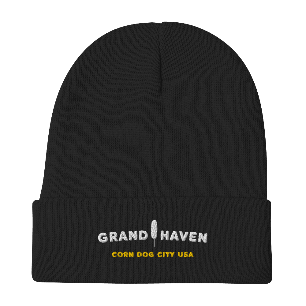 'Grand Haven Corn Dog City USA' Winter Beanie (w/ Corn Dog Outline) - Circumspice Michigan